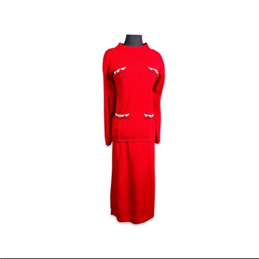 Vintage 1980's Red Sweater and Skirt Set
